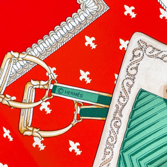 NWT Vintage Hermes Scarf “Selles à Housse” in Red - Picture 5 of 9